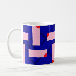 Café Taza con patrón de teoría de bloques rosa y azul c
