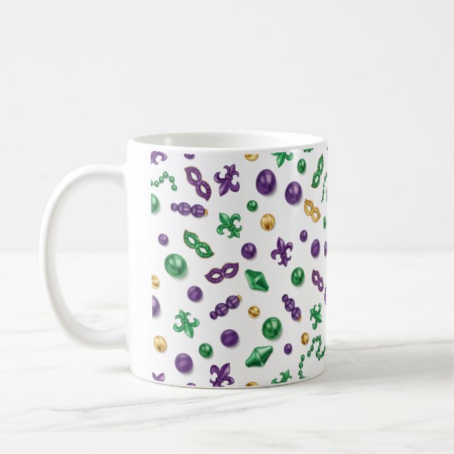 Café Taza con patrón festivo de Mardi Gras (Izquierda)
