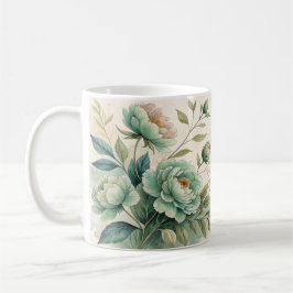 Café Taza con patrón floral de acuarela elegante