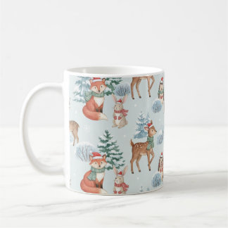 Café Taza con patrón navideño de animales del bosque ad