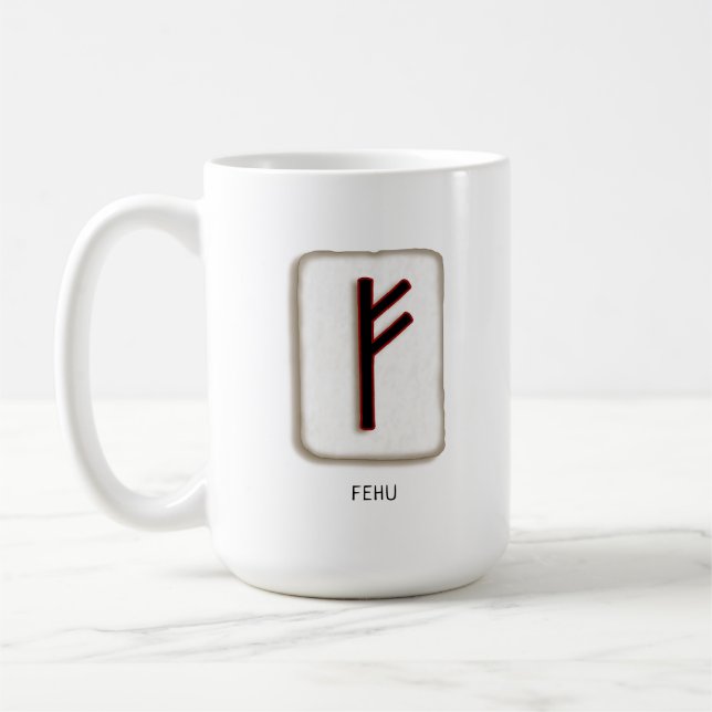 Café Taza con piedra de runa Fehu (Izquierda)
