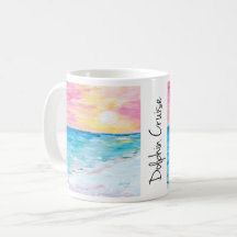 Taza con pintura del crucero de delfines al atarde