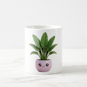 Café Taza con planta de interior Kawaii Ave del Paraíso