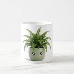 Café Taza con planta de interior Kawaii Helecho de Bost
