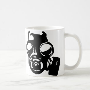 Café Taza con plantilla gráfica de máscara de gas o taz
