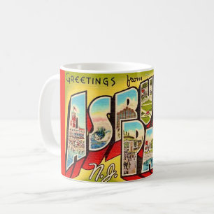 Café Taza con postal antigua de Asbury Park