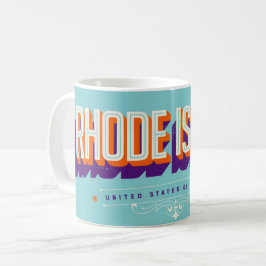 Café Taza con postal antigua de Rhode Island EE. UU.
