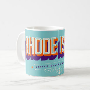 Café Taza con postal antigua de Rhode Island EE. UU.