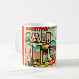 Café Taza con postal antigua de San Antonio