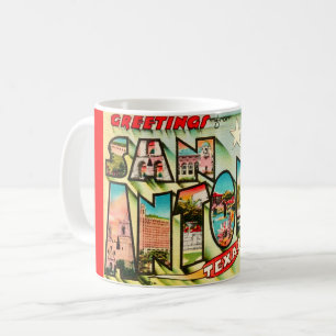 Café Taza con postal antigua de San Antonio