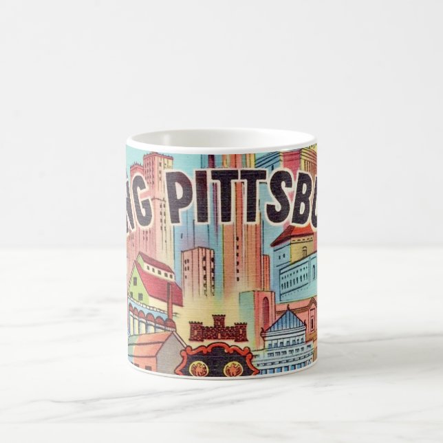 Café Taza con postal ilustrada de Pittsburgh (Centro)