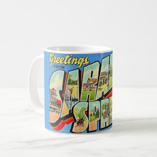 Café Taza con postal retro de Saratoga Springs NY