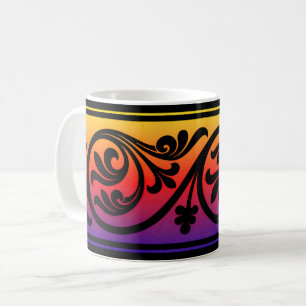 Café Taza con puesta de sol estilo ombre Art Deco
