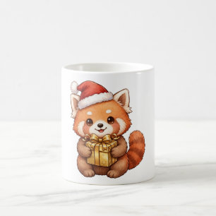 Café Taza con regalo de Navidad y sombrero de Santa de 