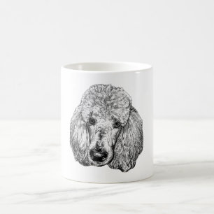 Café Taza con retrato de caniche – Arte detallado en bl