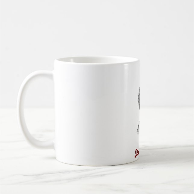 Café Taza con retrato de mujer elegante - (Izquierda)