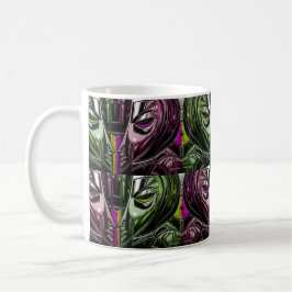 Café Taza con rostro de arte glitch