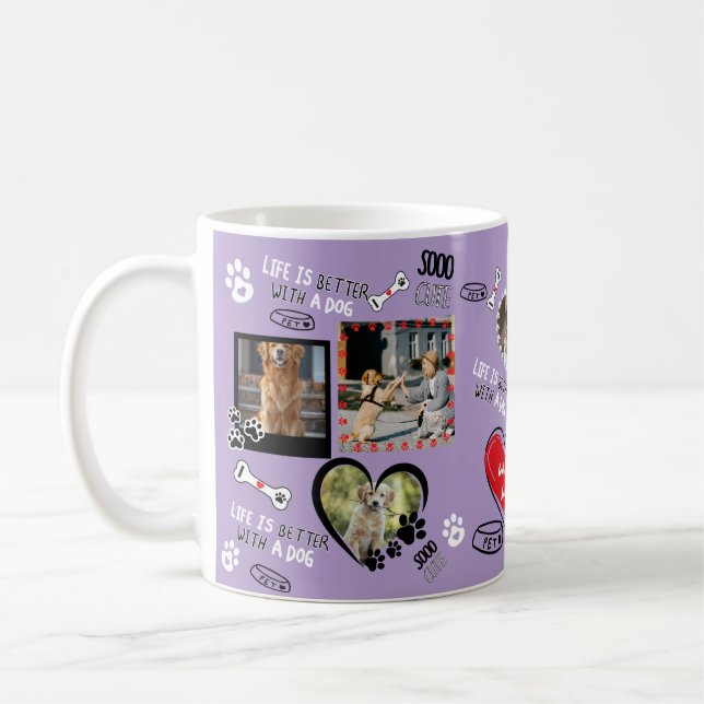 Café Taza con rostro de perro personalizado, foto de pe (Izquierda)