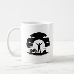 Café Taza con silueta de motociclista