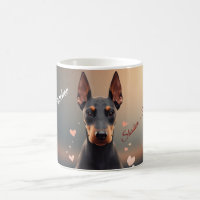 Taza con silueta elegante de Doberman Pinscher – P