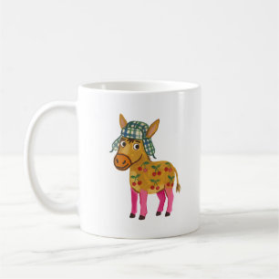Café Taza con sombrero de trampero a cuadros de burro l