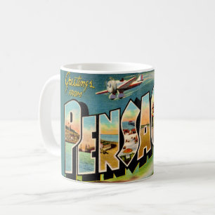 Café Taza con tarjeta postal antigua de Pensacola Flori
