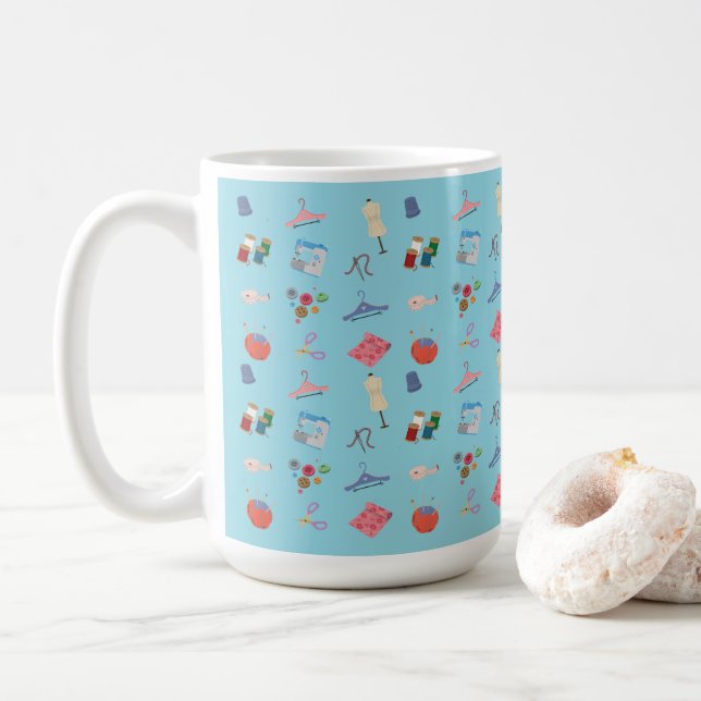 Café Taza con tema de costura (Con donut)
