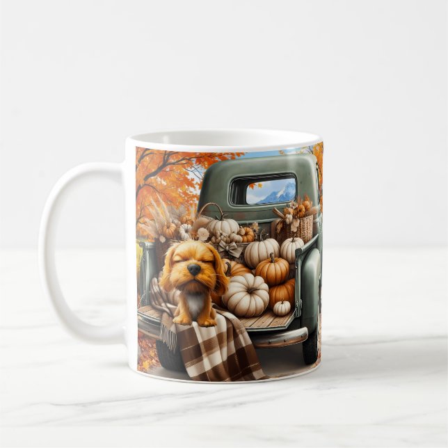 Café Taza con tema de perro de otoño (Izquierda)