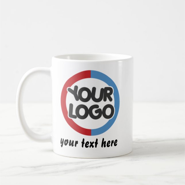 Café Taza con texto de logotipo comercial personalizado (Izquierda)