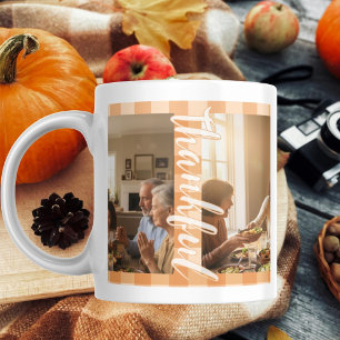 Café Taza con texto e imagen de gingham naranja agradec