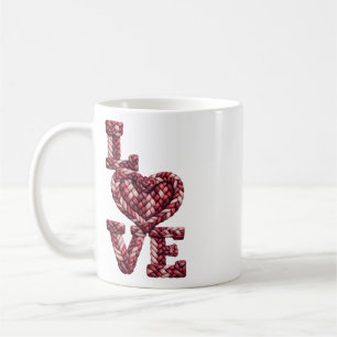 Café Taza con tipografía de corazón de cuerda de amor