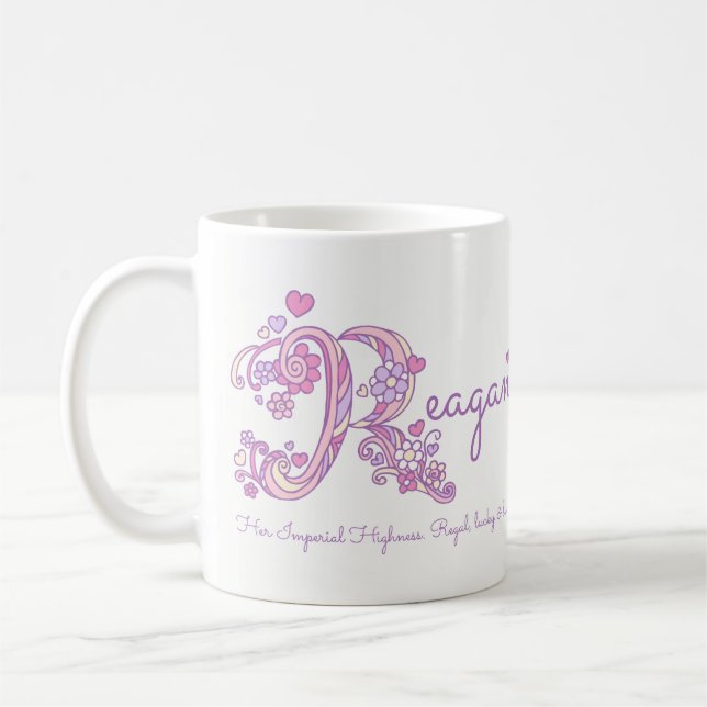 Café Taza conocida del monograma de la flor R del (Izquierda)