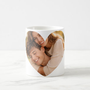 Café Taza Corazón con Foto de Pareja Personalizada