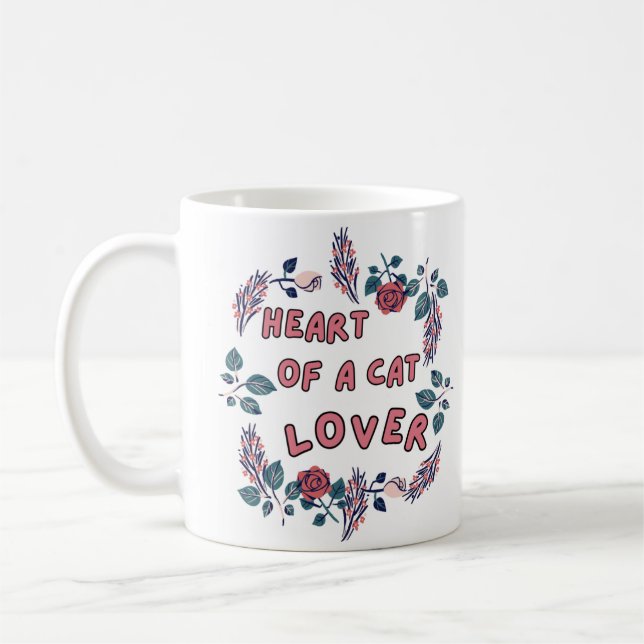 Café Taza Corazón de Amante de Gatos (Izquierda)