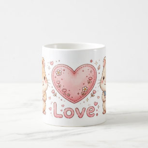 Café Taza Corazón de Amor de Pareja de Hámster