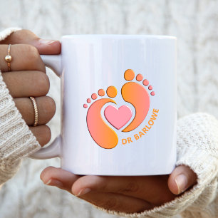 Café Taza Corazón Pies de Bebé Rosa Naranja