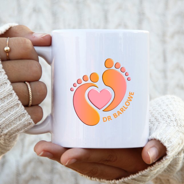 Café Taza Corazón Pies de Bebé Rosa Naranja (Subido por el creador)