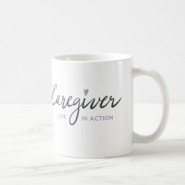 Café Taza Corazón Púrpura Amor de Cuidador en Acción