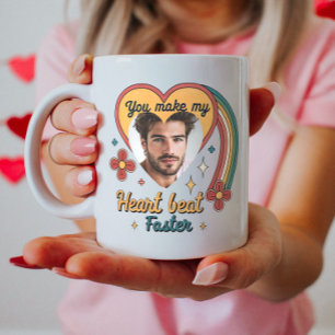 Café Taza Corazón Retro Personalizable de San Valentín,