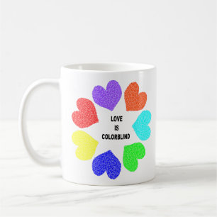 Café Taza Corazones Arcoíris de Amor Interracial