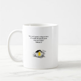 Café Taza cristiana con versículo bíblico de Nahúm 1:7