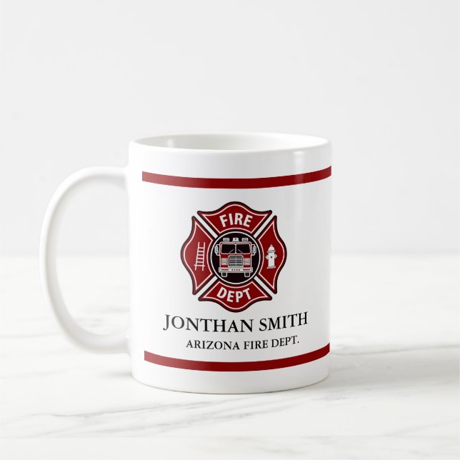 Café Taza Cruz de Malta Roja de Bombero Departamento de (Izquierda)