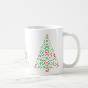Café Taza cruzada del árbol de navidad de la puntada