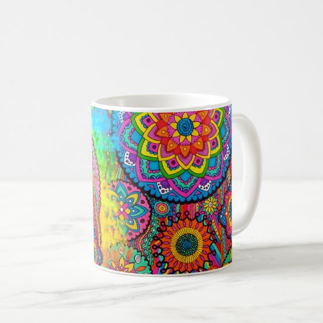 Café Taza curativa del arte de la mandala de la paz que (Anverso derecho)