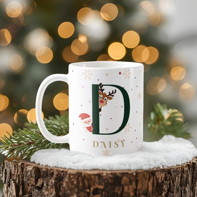 Café Taza D de monograma de Navidad personalizada (Subido por el creador)