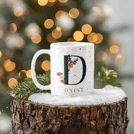 Café Taza D de monograma de Navidad personalizada