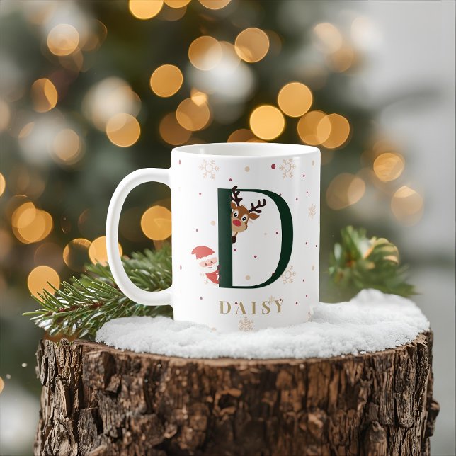 Café Taza D de monograma de Navidad personalizada (Subido por el creador)