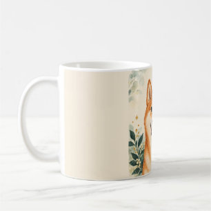 Café Taza de 11 oz con retrato botánico de Shiba Inu