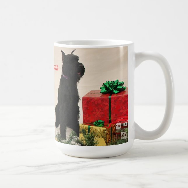 Café Taza de 3 navidad de los Schnauzers (Derecha)