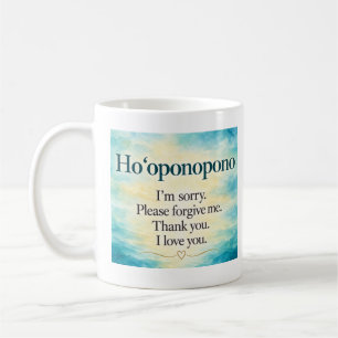 Café Taza de Acuarela Azul Ho'oponopono